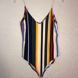 Multicolor stripper bodysuit